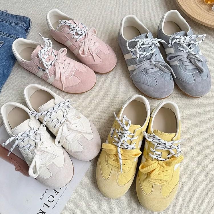Ballet style color matching German training shoes women's 2025 new versatile lace-up fashion lightweight casual sports Forrest Gump shoes