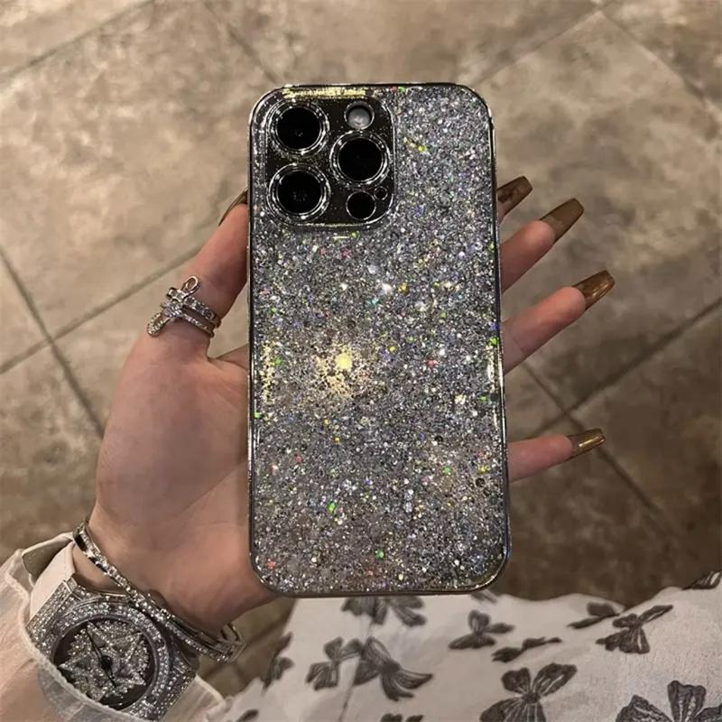 Роскошный чехол для телефона с блестками Blingbling для iPhone 11 12 13 14 15 16 Pro Max Plus Ударопрочный бампер Чехол