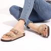 Fashion Shevalues Fashion Women's Slippers With Adjustable Double Buckle Cozy Platform House Slides Cork Footed Women's Winter Sandals