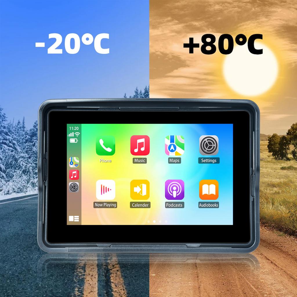 MT 002 5-дюймовый портативный видеорегистратор для мотоцикла, беспроводной Apple Carplay, Android, автонавигация, GPS-экран, водонепроницаемый дисплей IPX7, двойной BT