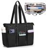 Tote Business Large Many A4 Document Includes Pen Holder and Sleeve for Inch Commuting To Business Black [Damero] Teacher's Bag, Bag, Capacity,