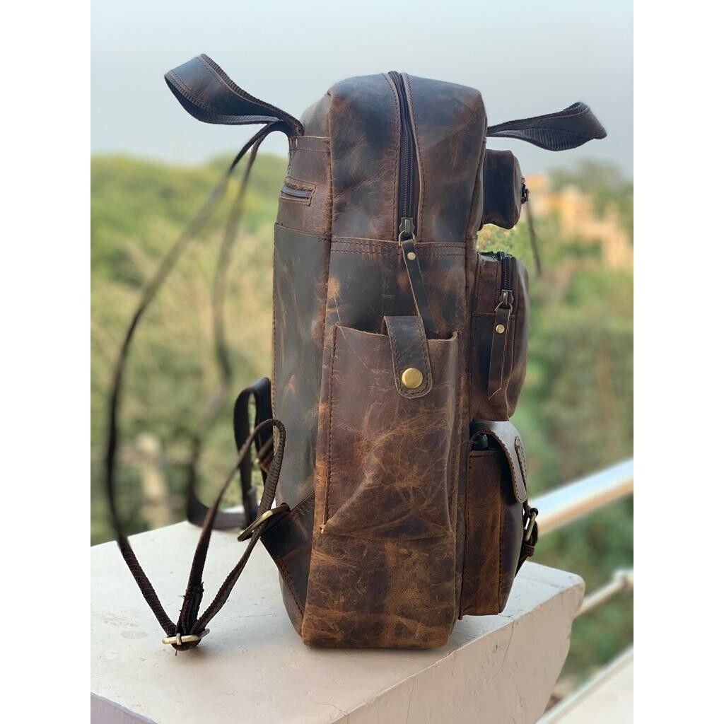 Большой мужской винтажный рюкзак из натуральной желтой кожи, дорожный рюкзак, спортивная сумка для ноутбука