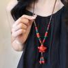 Tassel Long Sweater Chain Ceramic Bohemian Style Necklace Temperament Ethnic Style Necklace  Gift