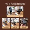 Foldable Walnut Wood Grain Phone Stand - 360° Rotation & Multi-Angle Adjustment for Streaming and Viewing