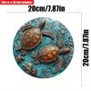 2D плоский 20*20 см 1 шт. узор морской черепахи океанская тема круглая подвесная табличка, красивая декоративная тарелка в стиле океана, подходит для комнаты и бара, вечеринки, ванной комнаты