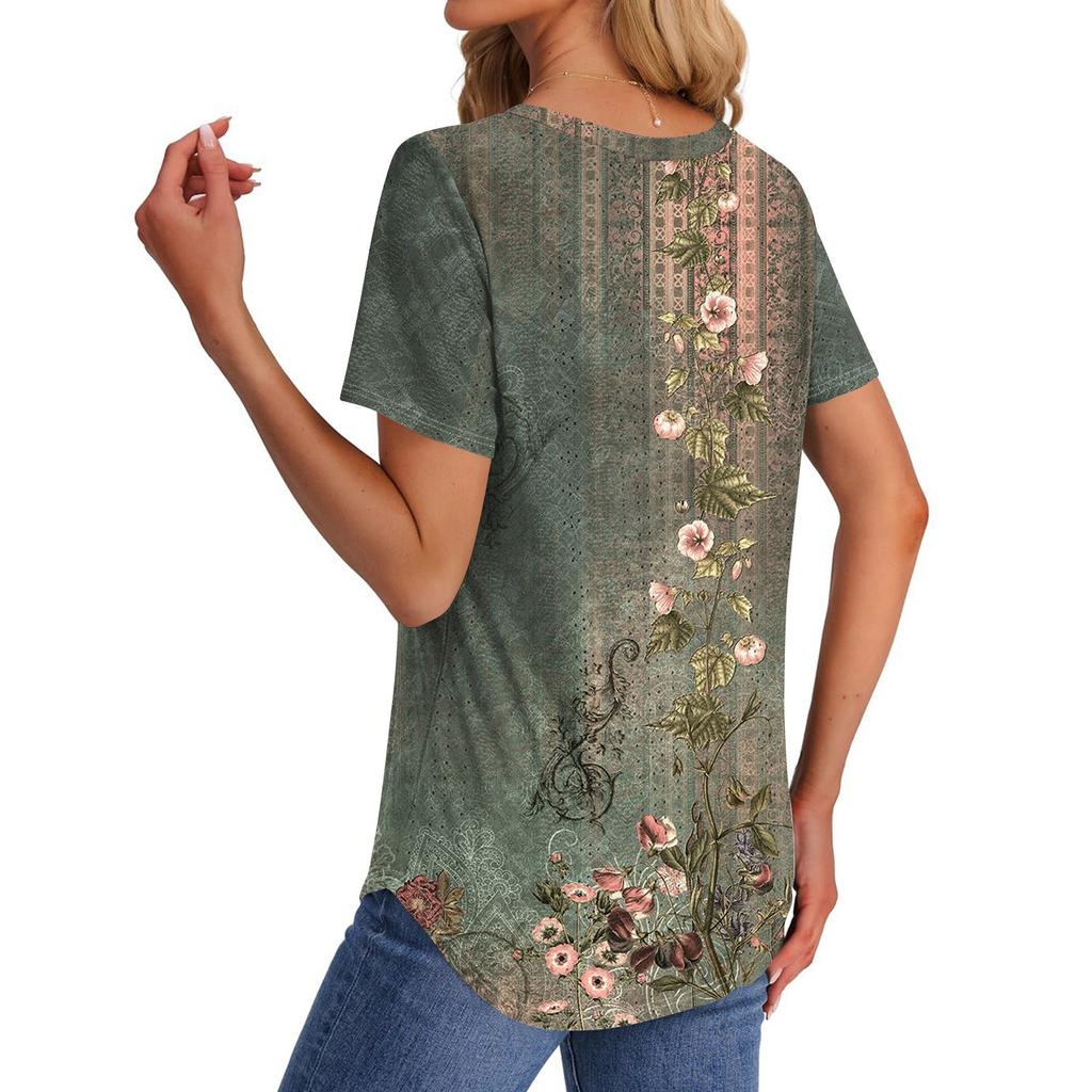 Женские футболки с V-образным вырезом и коротким рукавом, повседневные топы свободного кроя, базовые футболки с закругленным подолом