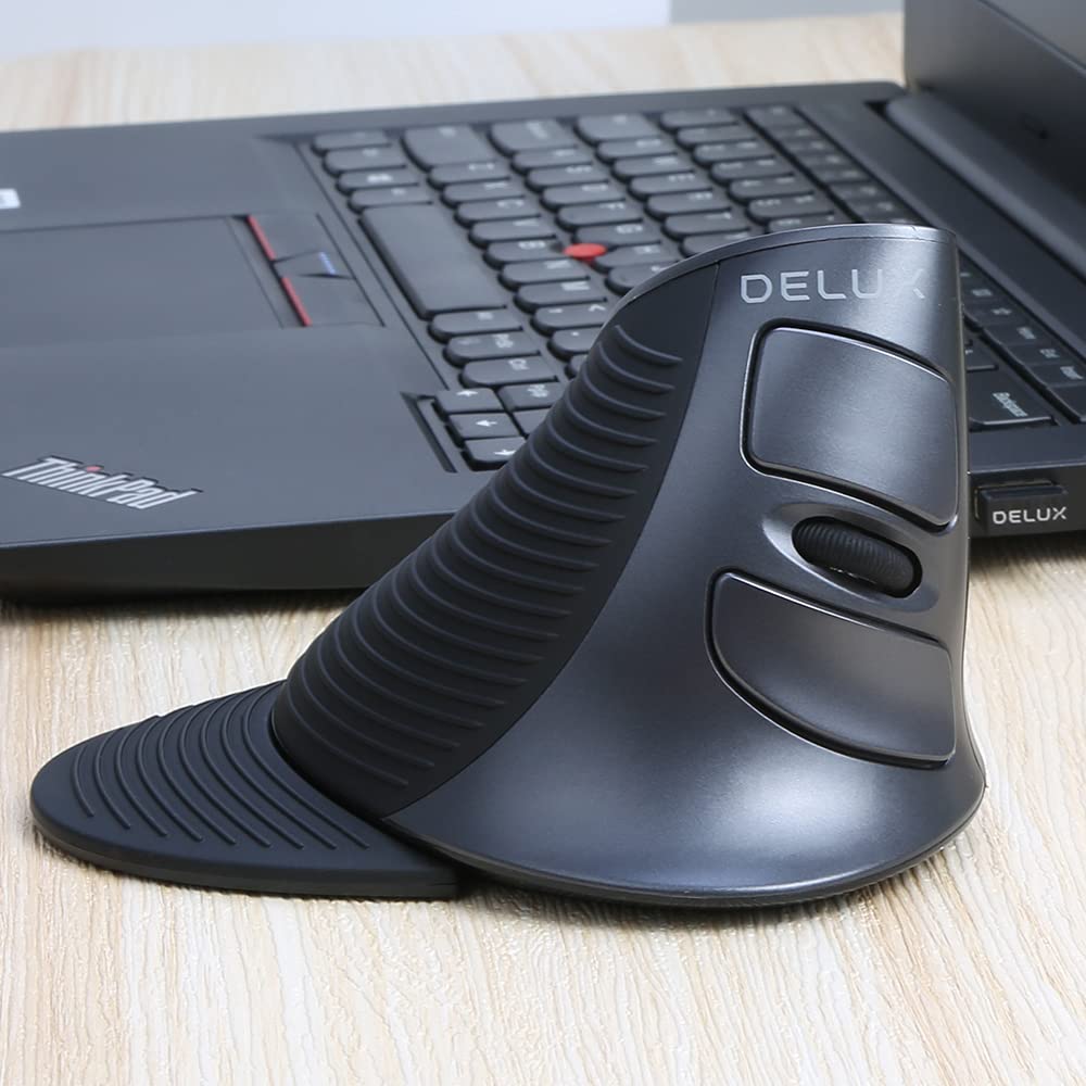 DELUX Беспроводная Эргономичная Мышь Тихая Вертикальная Съемная Кисть 6 Карпальная Рука для 2.4G Мыши, Подставка для запястья, 800/1200/1600 DPI, Кнопки, Туннельный синдром, Запястье, Усталость,