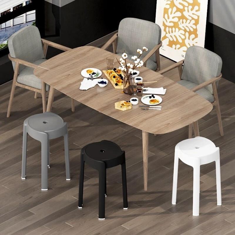 YouShu Thickened Plastic Dining Stool with Backrest
