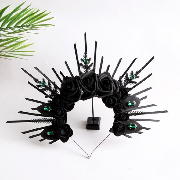 Fashionable Black Rose Headband Elegant Rose Flower Headband for Individualized Style at Parties and Music Festivals