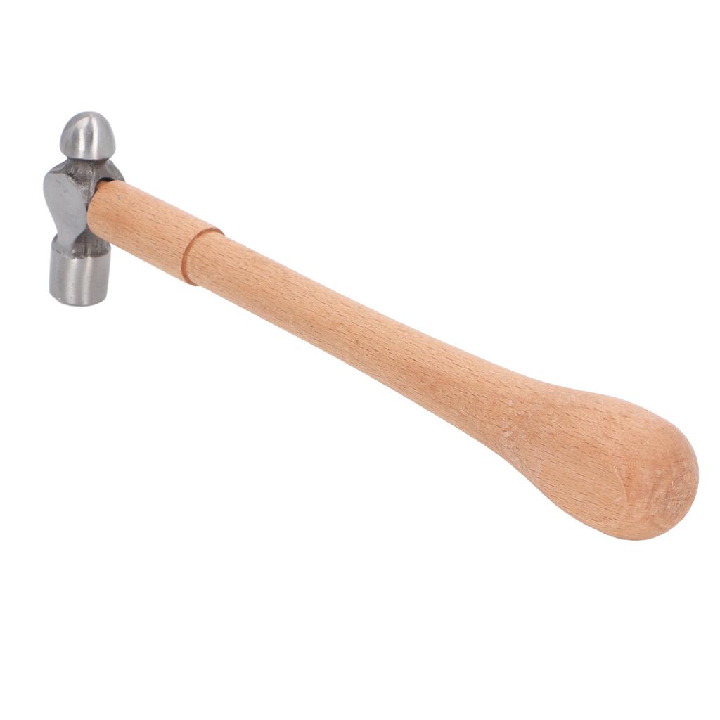 High Carbon Steel Point Hammer with Ergonomic Wooden Handle, Round Head Hand Tool for Home Jewelry Hammering