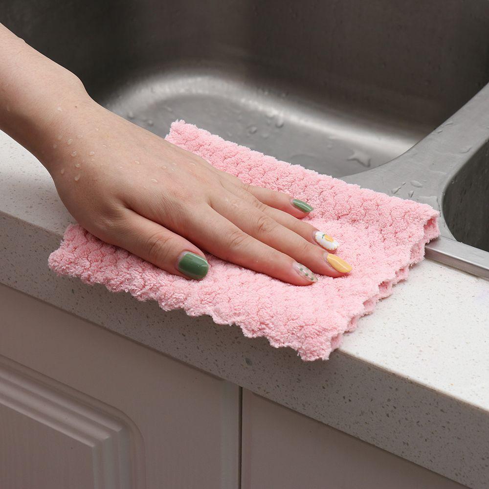 Living Absorbent Scouring Pad Kitchen Supplies Washing Towel Cleaning Cloth Dishcloth Cleaning Rags