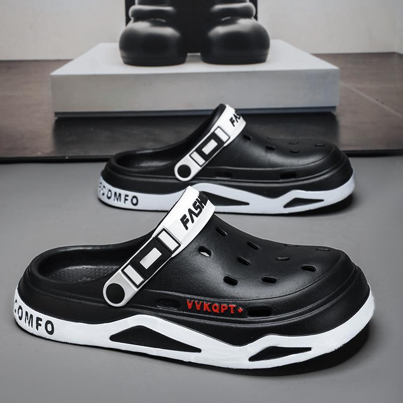 Модные мужские летние туфли Hole Garden Shoes, дышащие уличные сандалии, перфорированная обувь, пляжные сандалии на толстой подошве, обувь для вождения