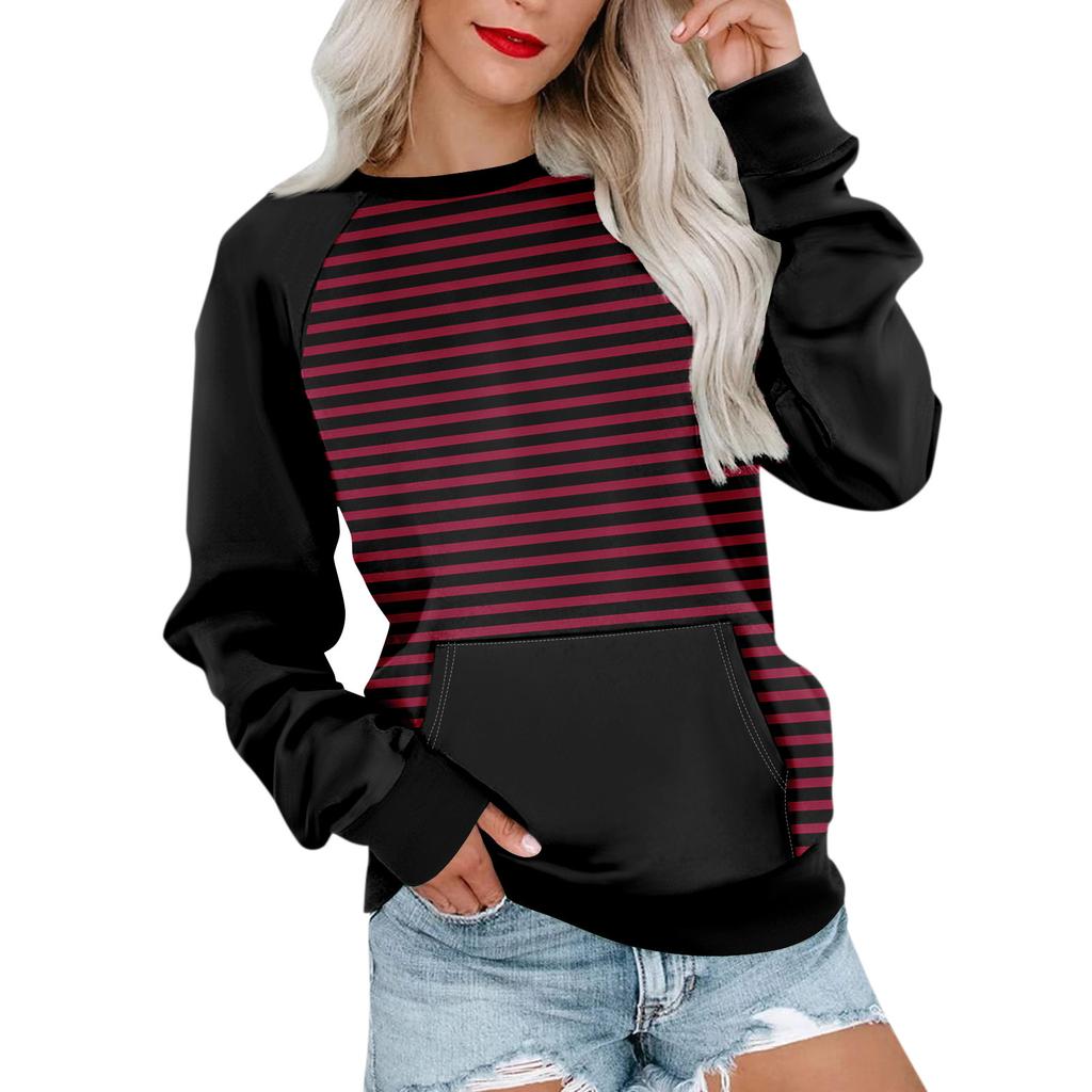 Женская толстовка с длинным рукавом, повседневная, с круглым вырезом, симпатичная, с принтом, легкая толстовка с карманом