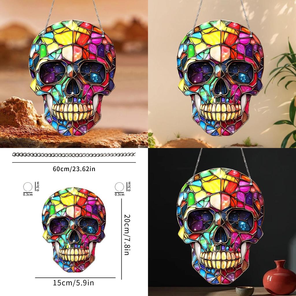Fashion Colorful Skull Pattern Acrylic Glass Pendant For Party Gifts And Celebrations