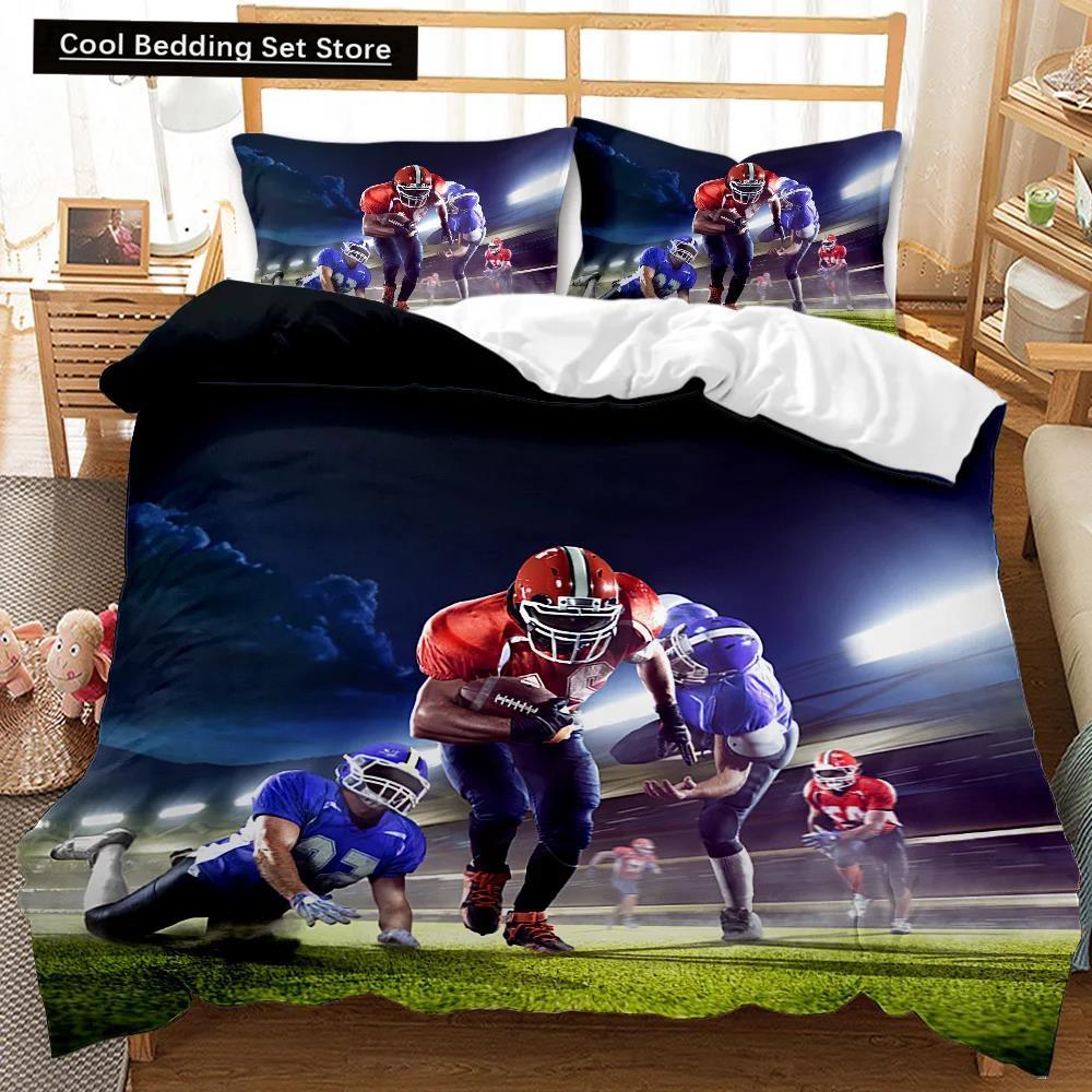 Футбольный комплект постельного белья Футбол с огнем Комплект постельного белья для подростков Футбольный комплект постельного белья Double Queen King Size из полиэстера