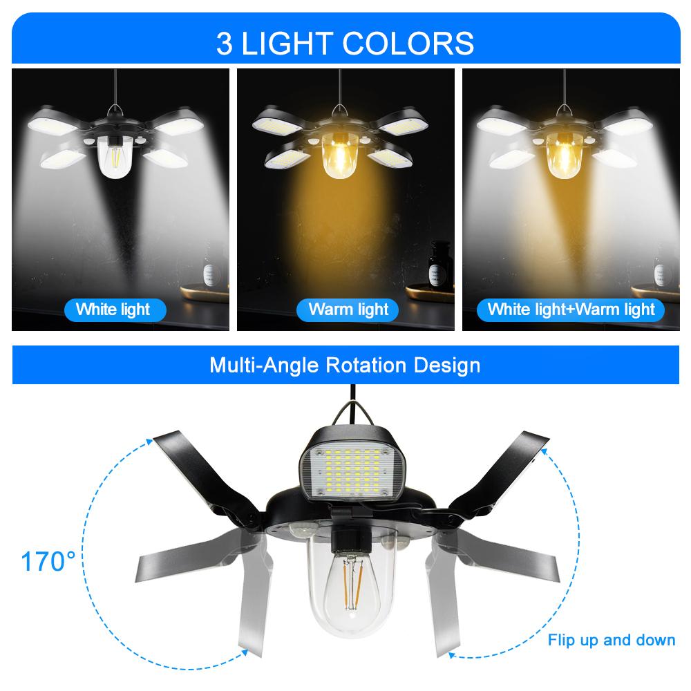 Solar Shed Light Indoor Outdoor with Motion Sensor Solar Pendant Light 5 Mode Timers Waterproof Gazebo Garage Shop Barn Home