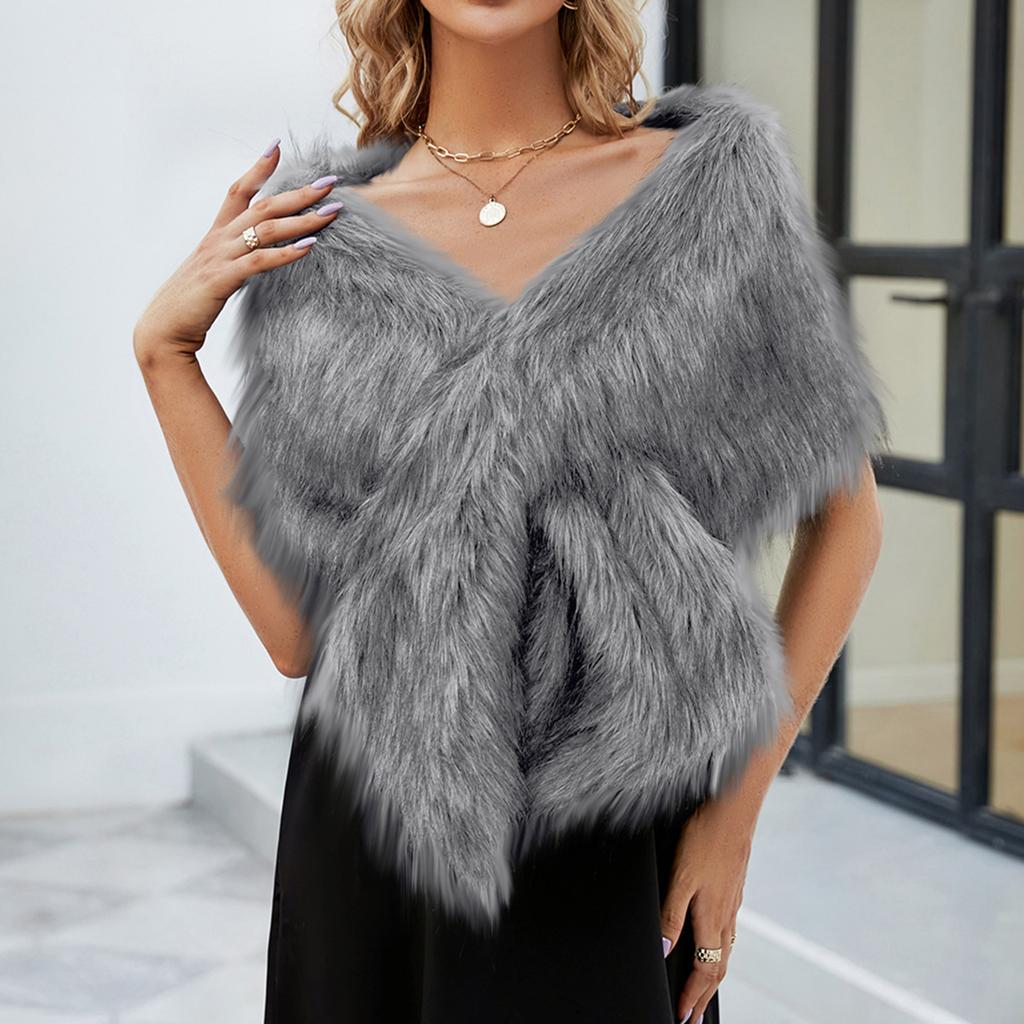 Женская зимняя мода Искусственный мех Шарф Шаль Пальто