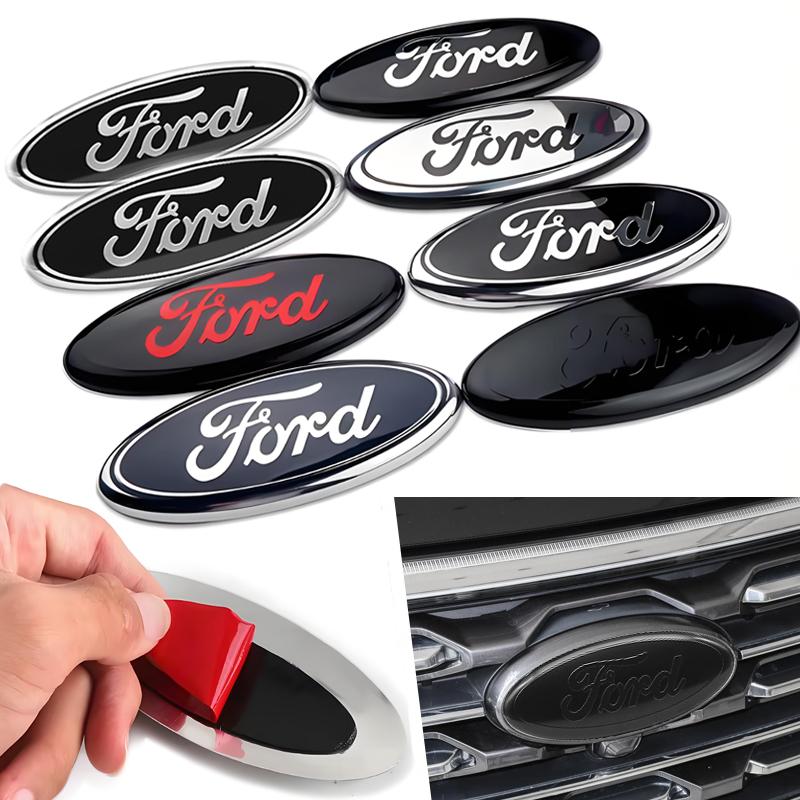 BQYI9 For Ford Transit Ecosport ESCORT Fiesta Focus Ranger Mondeo Mustang Car Logo Front Grille Hood Rear Trunk Badge Emblem Accessory