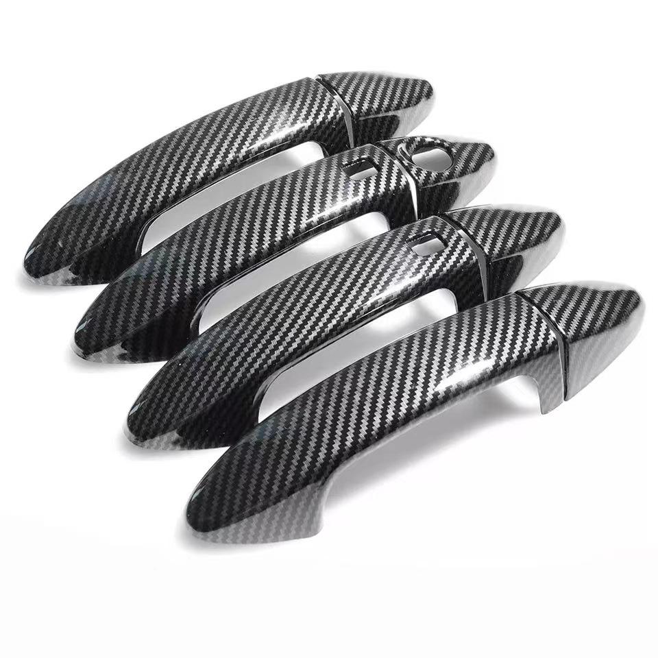 Подходит для Fiesta/Ecosport 09-14: Комплект декоративных накладок на дверные ручки и черных накладок на дверные чаши с рисунком из углеродного волокна