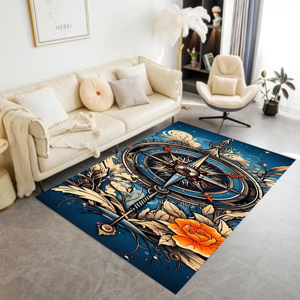1pc compass rug home carpet non slip design for bedroom gift