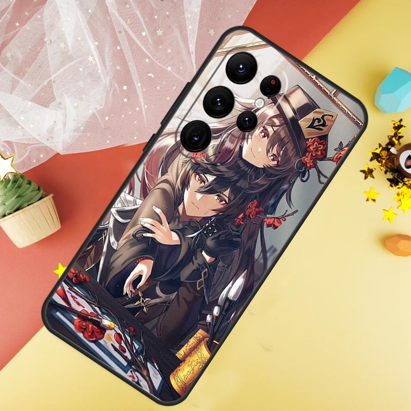 Чехол для телефона Genshin Impact Чжун Ли Ху Тао Для Samsung Galaxy S26 S25 Ultra S23 S21 S20 S22 S24 FE S10 Plus Чехол Coque