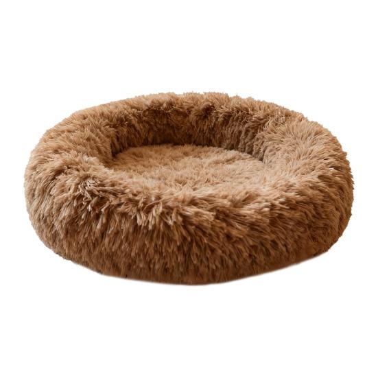 Round Pet Nest Bed Fuzzy Cat Bed Calming Donut Bed with Non-Slip Bottom Washable Fluffy Dog Bed for Small Medium Dogs And Cats
