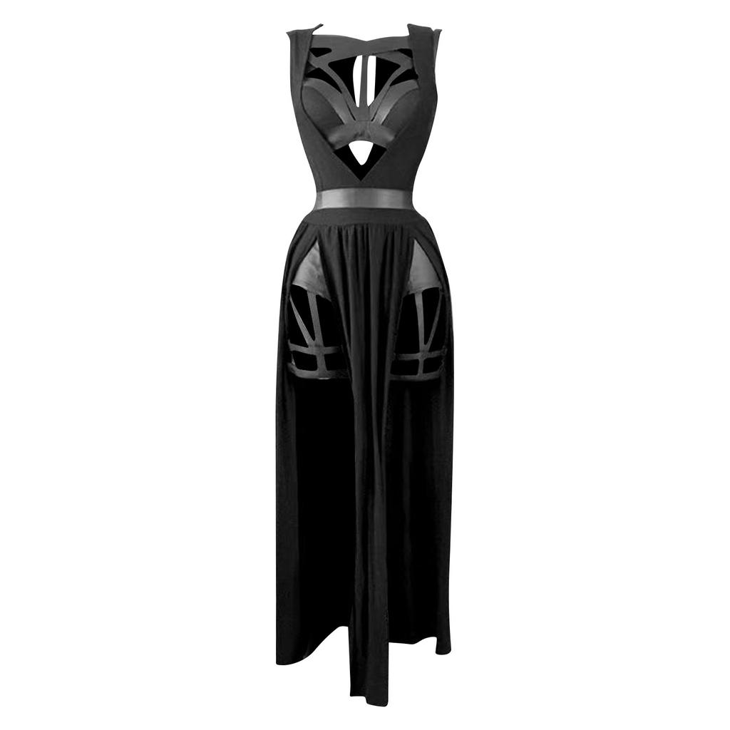 Women's Dresses With Chest Pads, Gothic Sexy Lingerie Party Costumes, Red Bandage Cut Women Set