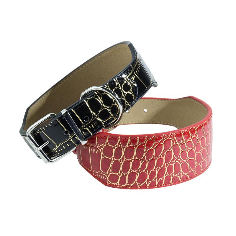 Fish-Shaped Crocodile Leather Dog Collar Medium Large Dogs