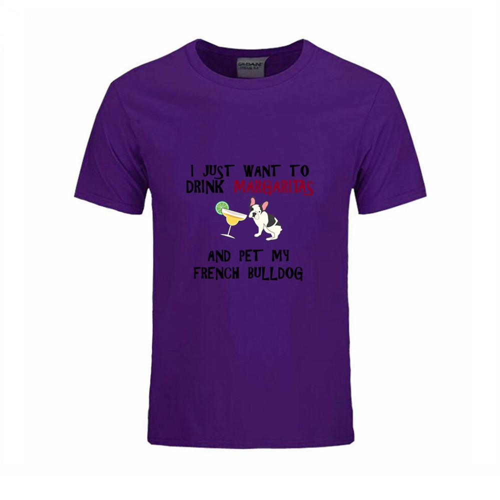Design Tee Shirt I Just Want To Drink Margaritas And Pet My Bulldog Hippie 3D