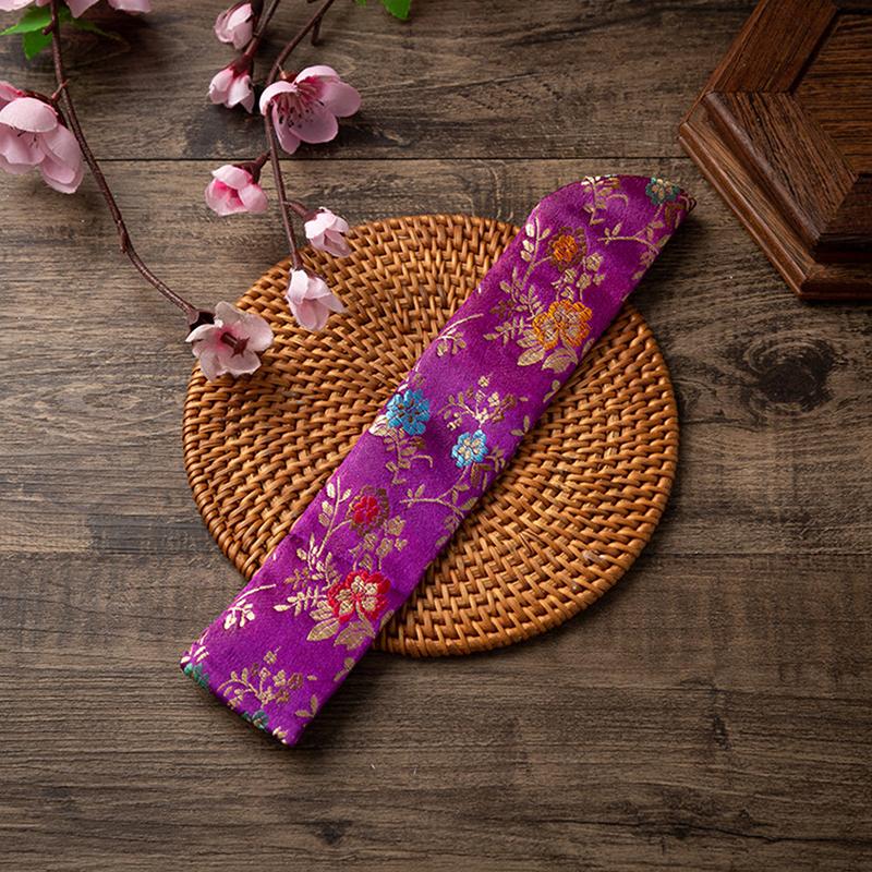 Чехол для ручного веера в китайском стиле с вышитыми цветами, портативный складной чехол для веера, пылезащитный защитный чехол для украшения дома