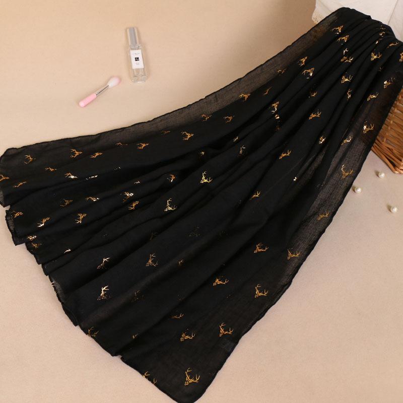 New Deer Autumn and Winter New Product Shawl Cotton Linen Linen Monochrome Bronzing Women's Scarf Long Scarf Versatile