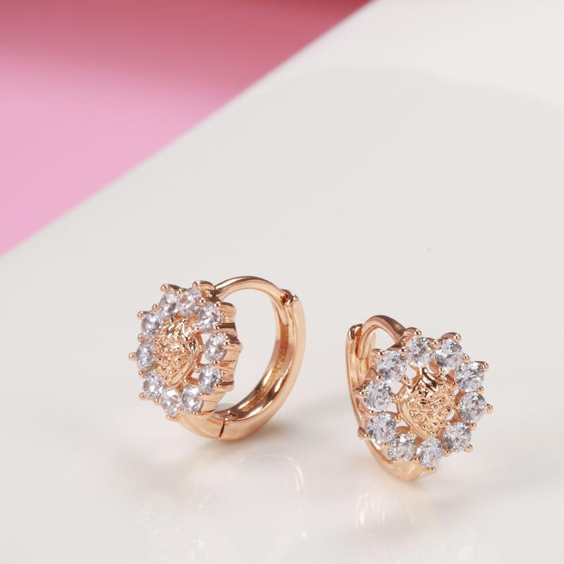 SIMJOO Серьги из розового золота Стильные и свежие серьги с цирконом подсолнуха