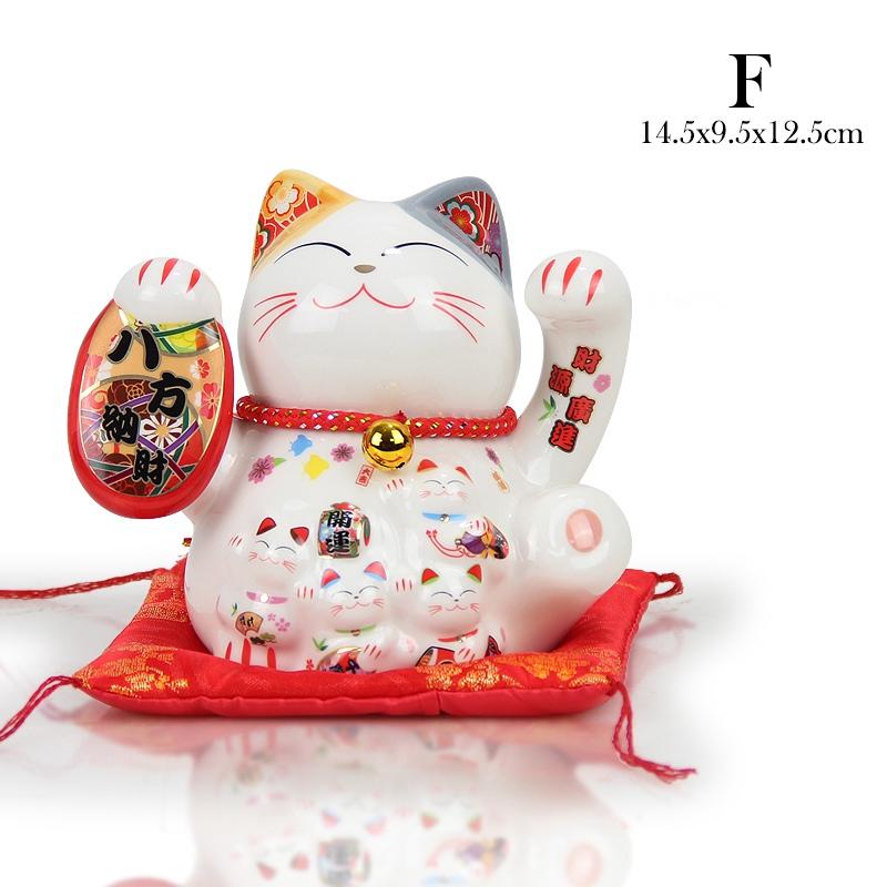 5,5-дюймовый керамический орнамент Манеки-неко, шкатулка для денег, японская статуэтка кошки удачи, фэн-шуй, центральный элемент, свадебный подарок