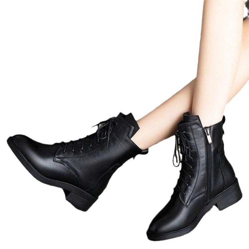 Winter Women's Boots Thick Sole Anti Slip Ankle Boots Anti Cold Lace Up Zipper Comfort Wear-resisting Boots Botas Mujer