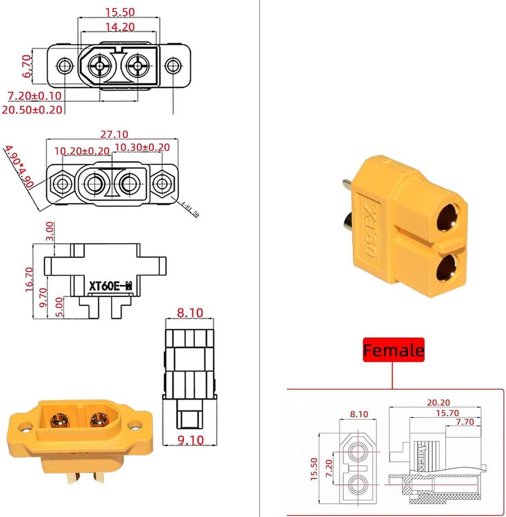 5 парmountable male and female connectors XT60E-M для аккумулятора – идеально для RC самолетов, FPV гоночных дронов