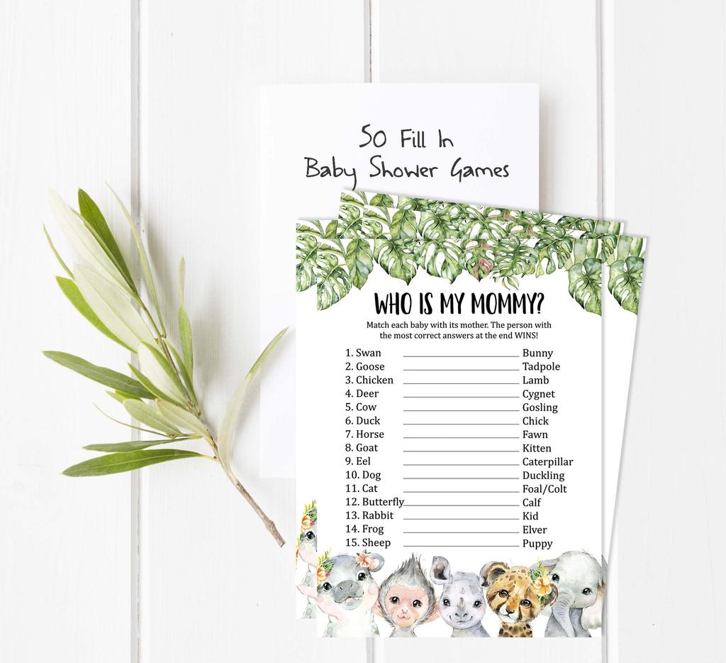 Inkdotpot Игровой набор Baby Shower из 50 игр BabyA AlphabetA ABCA Игра Safari Jungle Animals Party