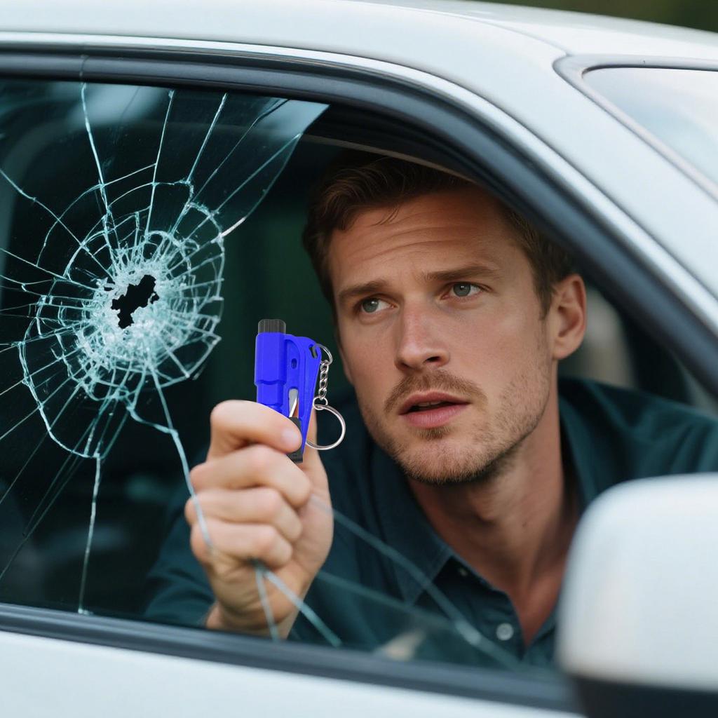 Window Breaker Tool Keychain, Multifunctional Glass Breaker, Cutter And Whistle, Emergency Keychain Car Escape Tool For , Car Accessor