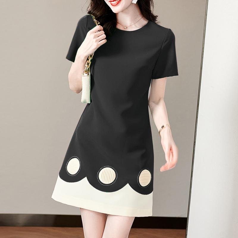 VONDA Женское летнее повседневное тонкое платье с круглым вырезом и коротким рукавом в горошек