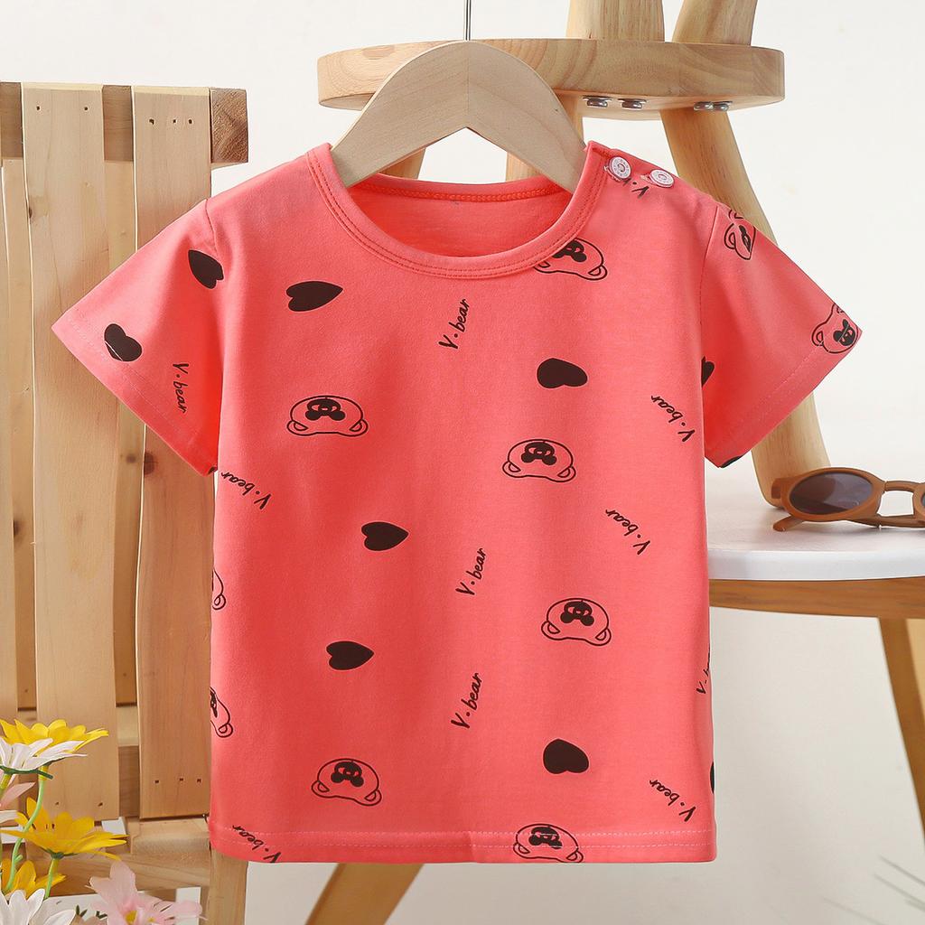 Children's Cotton Short Sleeve Summer Boy's T-shirt Cartoon Short Sleeve Top for Girls