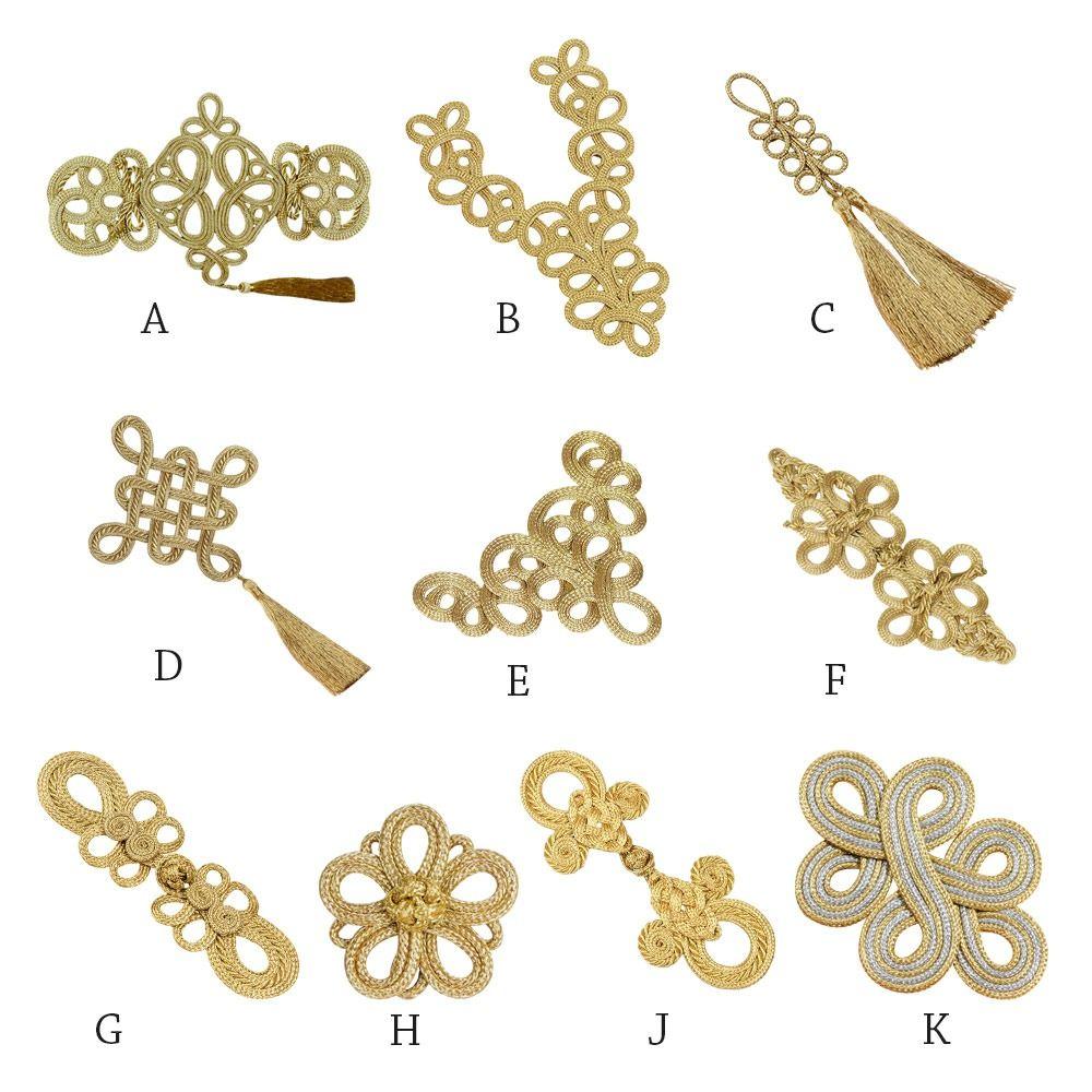 Golden Chinese Knot Buttons Handmade Tang Suit Buttons Cheongsam Buttons Cheongsam Making