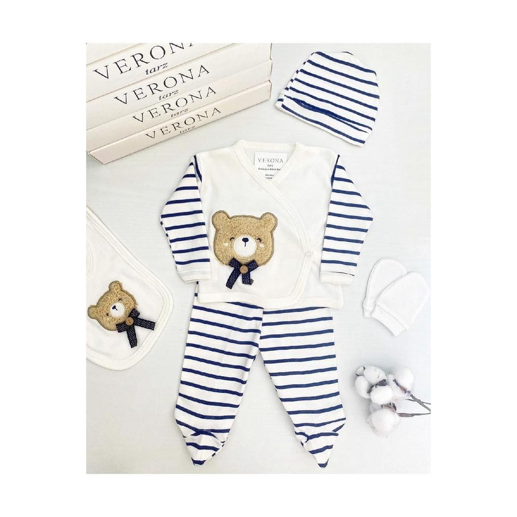 New Season Boxed 5-piece Hospital Discharge Set With Teddy Bear Baby Boy Newborn Outfit