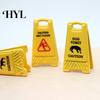 Doll House Floor Signs 5Pcs Mini Caution Wet Sign Single-side Realistic Miniature Dog Cat Vomit Tiny Danger Small Warning Desk Toy Dollhouse