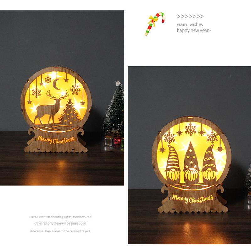 Светодиодные предсветящиеся огни Свет Деревянный олень Снежинка Рождественская елка Праздничная вечеринка Дом Стол Декоративные огни Украшения
