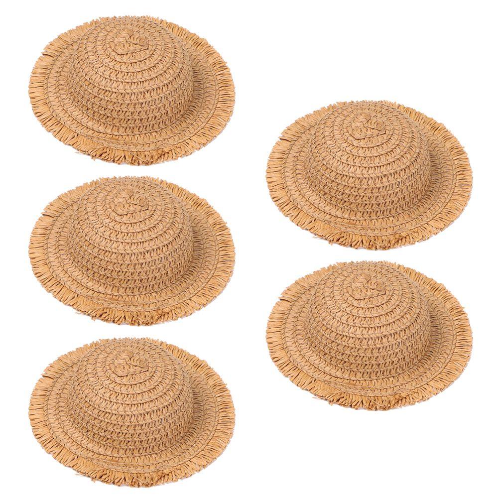 Handmade Tassel Hat Mini Straw Hat Hand Weaved Hats Doll Hat Accessories Doll House Ornament