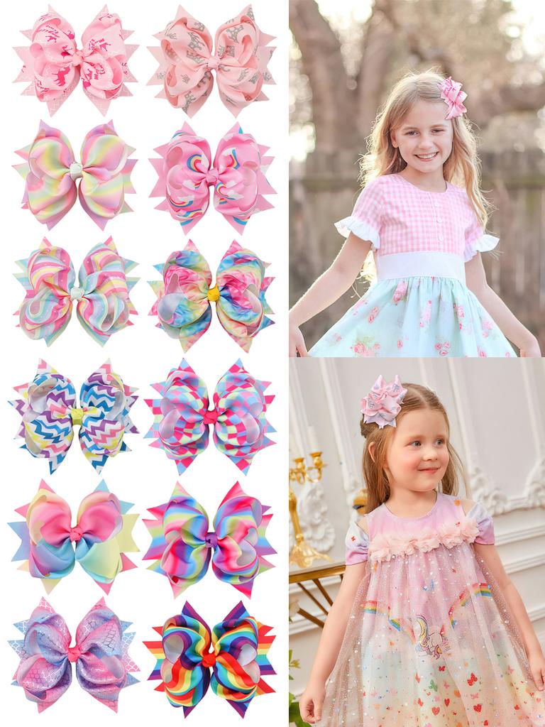 6Pcs Hairpin Set Lovely Hair Accessories for Kid Girls Headwear Double Bubble Bow Headwear Children's Gift New Pattern