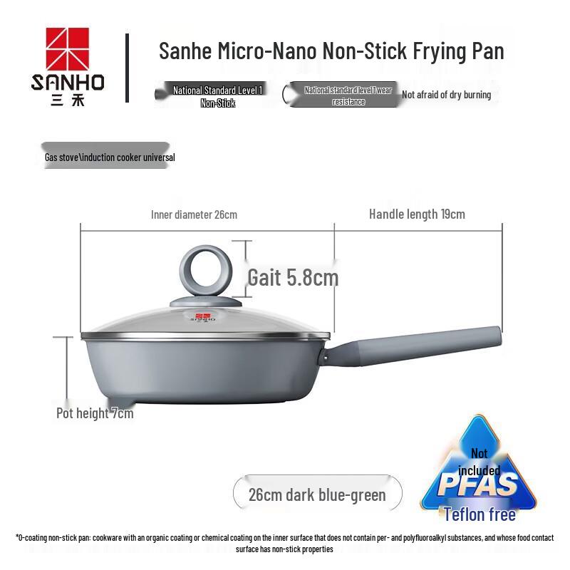 Sanhe 0-Coating Titanium Alloy Non-stick Frying Pan