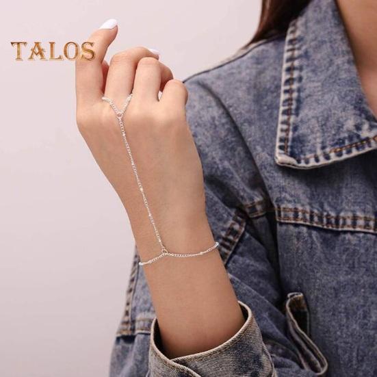 Women Bracelet Ring Integrated Alloy Retro Hand Chain Bracelet Ring Hollow Chain Finger Ring Slave Bracelet Boho Beach Jewelry Gift