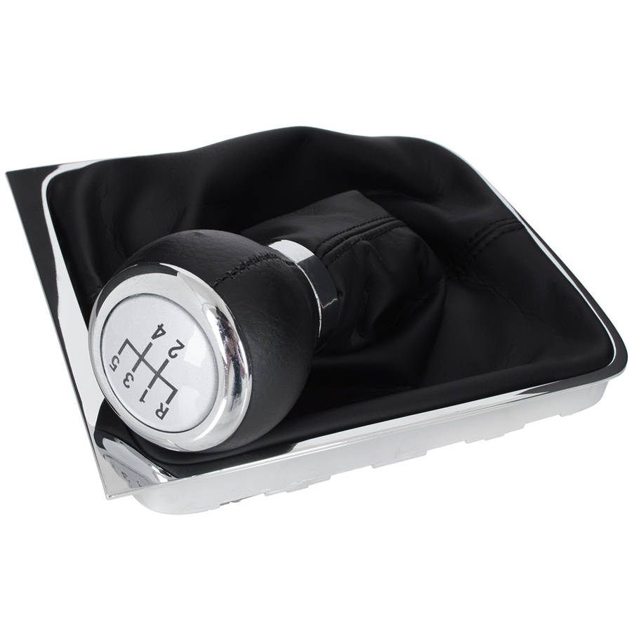 VW Passat B6 05-10 SILVER gear shift knob + gaiter with CHROME frame 5 SPEED WIDE RING