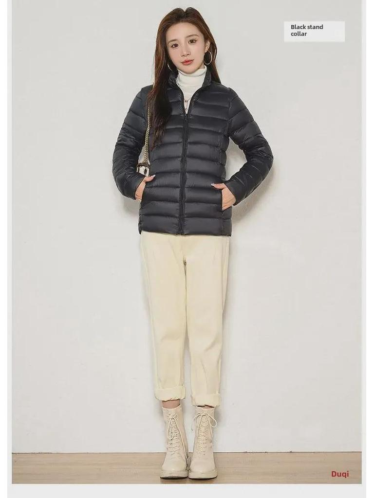 Women's Slim Fit Light Down Short Cotton Coat - Winter Korean Style, Large Size Available