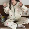 Women's Thickened Long-Sleeve Air Cotton Pajamas for Autumn & Winter - Sweet Fragrance Style, Warm & Suitable for Outdoor Use